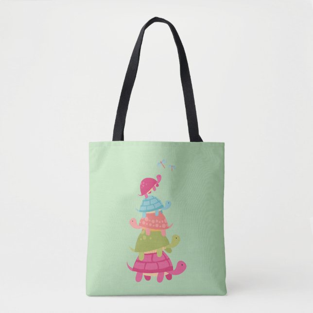 Adorable Turtle Stack Tote Bag (Front)