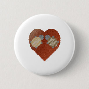 Adorable Turtles in Love with a Heart Background 6 Cm Round Badge