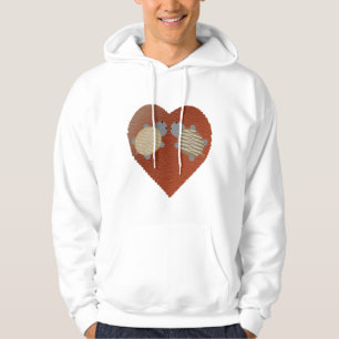 Adorable Turtles in Love with a Heart Background Hoodie
