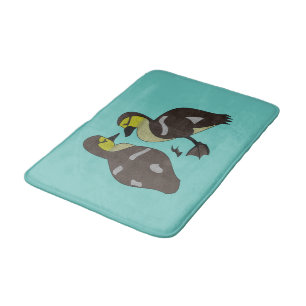 Adorable Twin Baby Duckling Huddling Cartoon Bath Mat