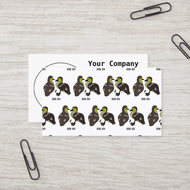 Adorable Twin Baby Duckling Huddling Cartoon Business Card (Front/Back In Situ)