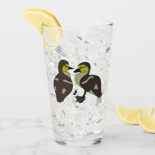 Adorable Twin Baby Duckling Huddling Cartoon Glass
