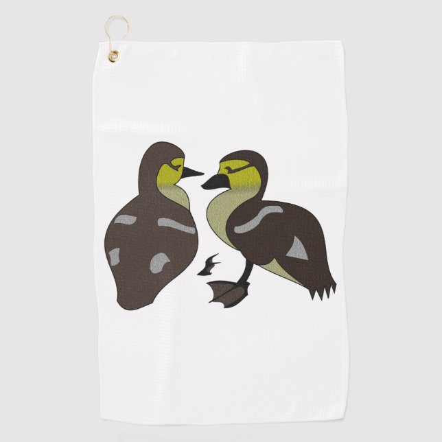 Adorable Twin Baby Duckling Huddling Cartoon Golf Towel (Front)