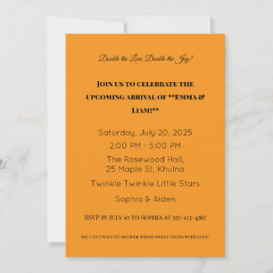 Adorable Twin Baby Shower Invitation