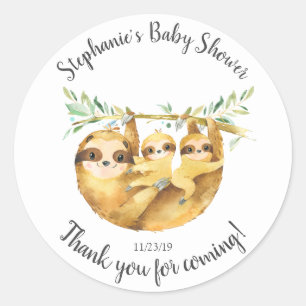 Adorable Twins Sloth Baby Shower Favour Sticker