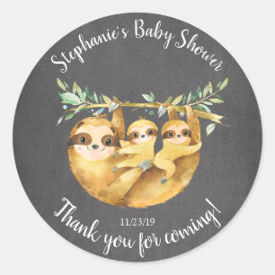 Adorable Twins Sloth Baby Shower Favour Sticker
