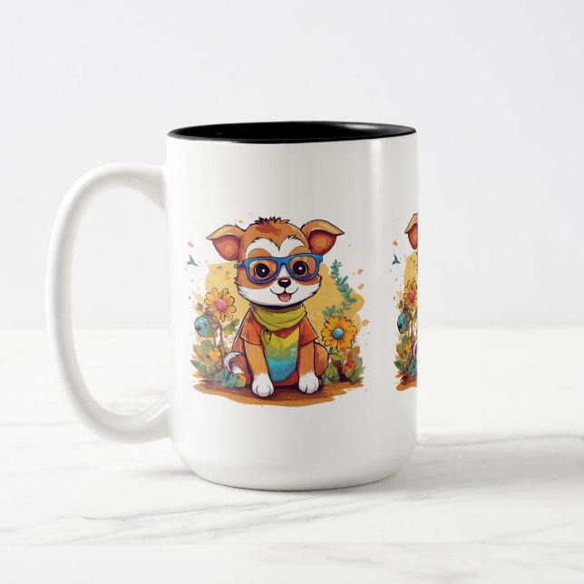 Adorable Two tone Mug with Cute Animal  (Left)
