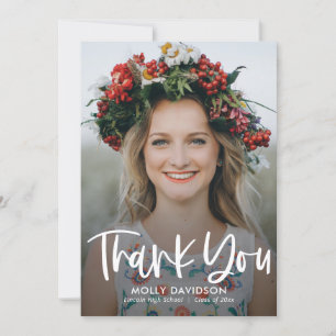 Adorable Type EDITABLE COLOR Graduation Thank You Card