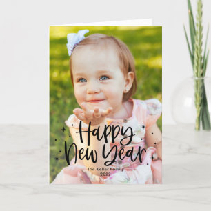 Adorable Type Editable Colour Happy New Year Card