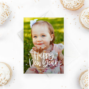 Adorable Type Editable Colour Happy New Year Card