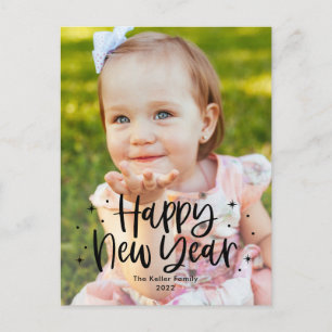 Adorable Type Editable Colour New Year Postcard