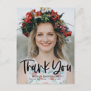 Adorable Type Modern Graduation Thank You Postcard