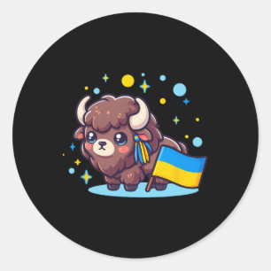 Adorable Ukrainian Bynner Fan Ukraine Flag Cute Bi Classic Round Sticker