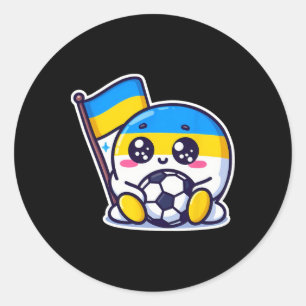 Adorable Ukrainian Nner Fan Ukraine Flag Cute Cart Classic Round Sticker