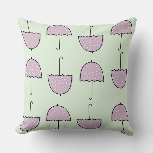 Adorable umbrella pattern Purple and green Kids Cushion (Front)