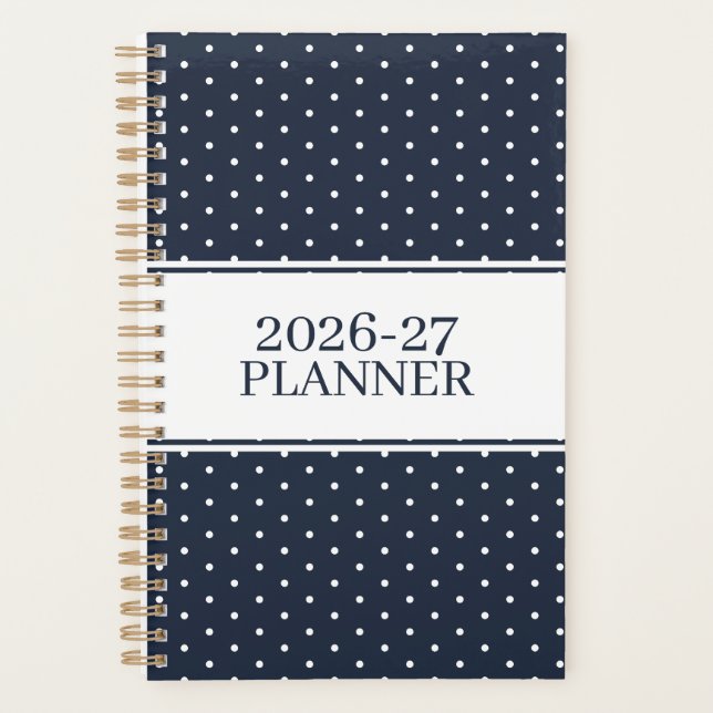 Adorable Undated Polka Dot Pattern Planner (Front)