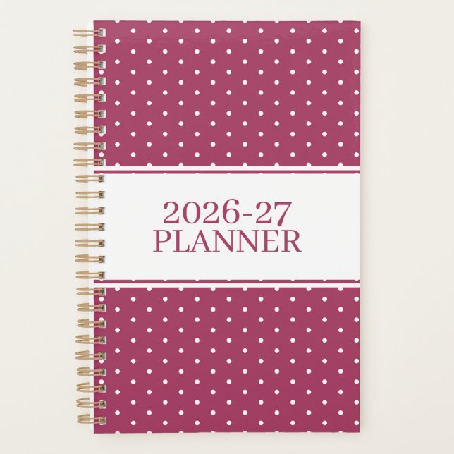 Adorable Undated Polka Dot Pattern Planner (Front)