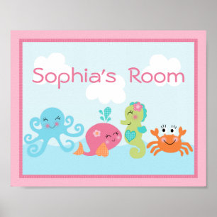 Adorable Under the Sea Pink/Girl Poster/Print Poster