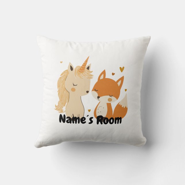 Adorable Unicorn and Fox Pillow for Kids' Room (Back)