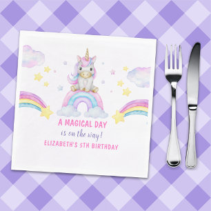 Adorable Unicorn Birthday Girl Napkin