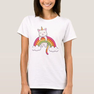 Adorable Unicorn Cat and Rainbow T-Shirt