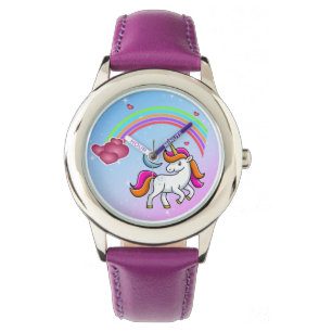 Adorable Unicorn, Colorful Rainbow, Stylish Watch