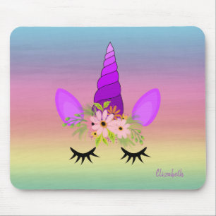 Adorable Unicorn Face,Colourful  -Personalised Mouse Mat