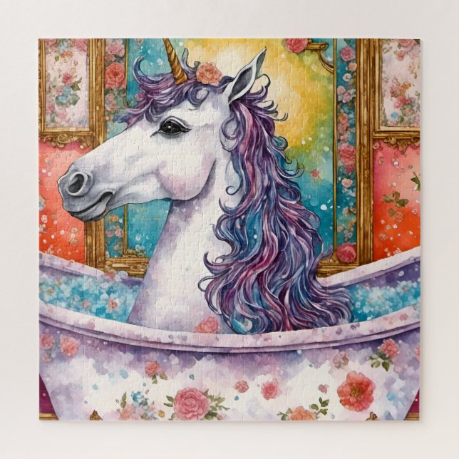 Adorable Unicorn in the Bath Jigsaw Puzzle (Vertical)