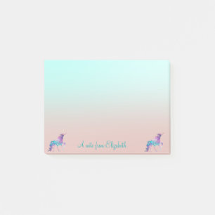 Adorable  Unicorn, Ombre -Personalised Post-it Notes