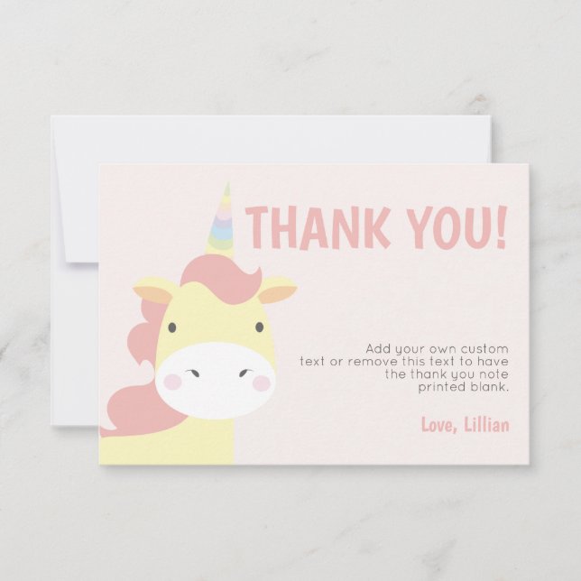 Adorable Unicorn Thank You Cards (Front)