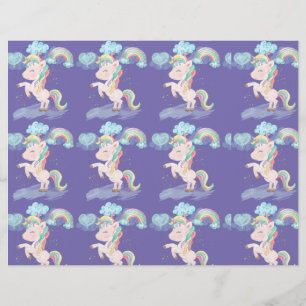 Adorable Unicorns, Rainbows, Scrapbook Paper