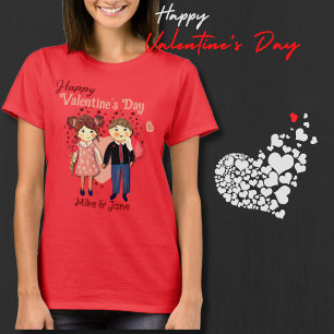 Adorable Valentine Couple Hearts Red  T-Shirt