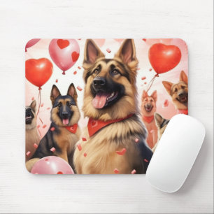 ADORABLE VALENTINE GERMAN SHEPHERD DOG WITH HEARTS MOUSE MAT