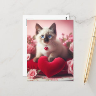 Adorable Valentine Kitten Postcard