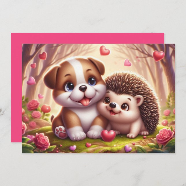 Adorable Valentine’s Day Card - Holiday Flat Card (Front/Back)