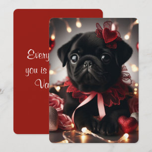 Adorable Valentine’s Day Pug Greeting Card