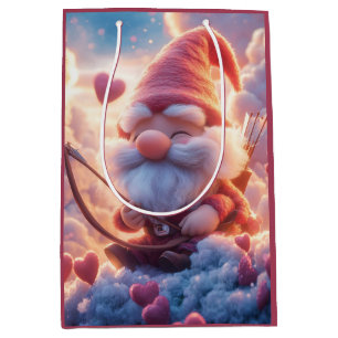 Adorable Valentine's Day Gnome with Bow and Arrow Medium Gift Bag