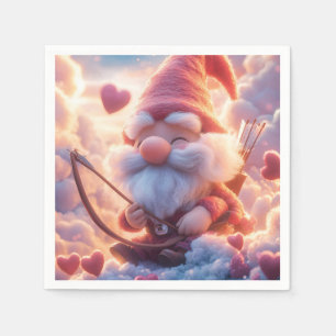 Adorable Valentine's Day Gnome with Bow and Arrow Napkin