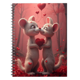 Adorable Valentine's Day Romantic Mice in Love Notebook