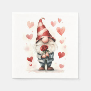 Adorable Valentine's Gnome: with a Rose Napkin