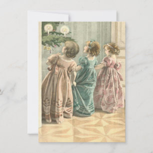 Adorable Victorian Children Vintage Christmas Card