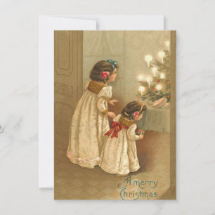 Adorable Victorian Children Vintage Christmas Card