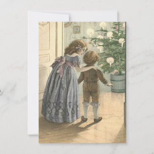 Adorable Victorian Children Vintage Christmas Card
