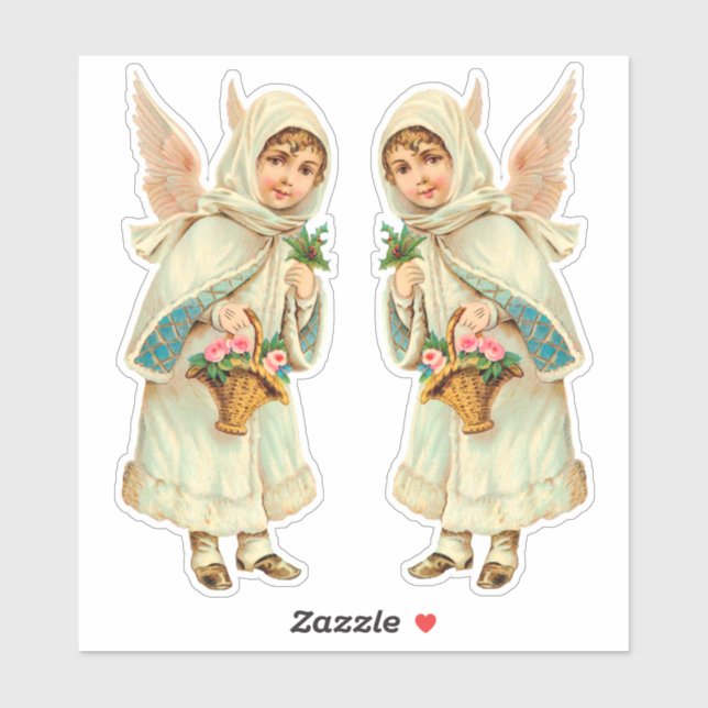 Adorable Victorian Christmas winter angel cut out (Sheet)