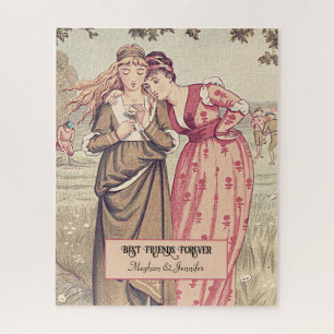 Adorable Victorian Friends Personalised Besties Jigsaw Puzzle