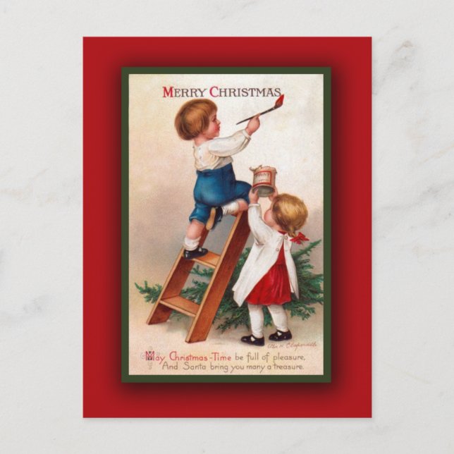 Adorable Vintage Christmas Art Card (Front)