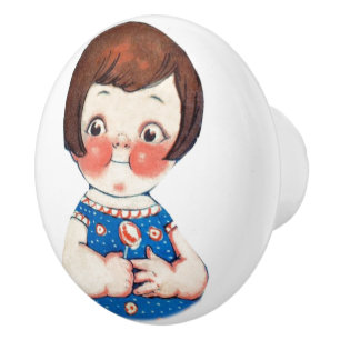 Adorable Vintage Doll Art Ceramic Knob