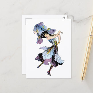 Adorable Vintage Iris Garden Fairy Postcard