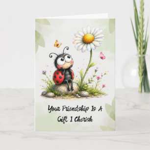 Adorable Vintage Ladybug "Your Friendship" Card