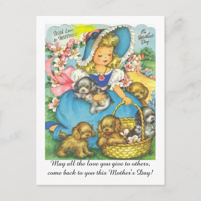 Adorable Vintage Mum's Day Postcard (Front)